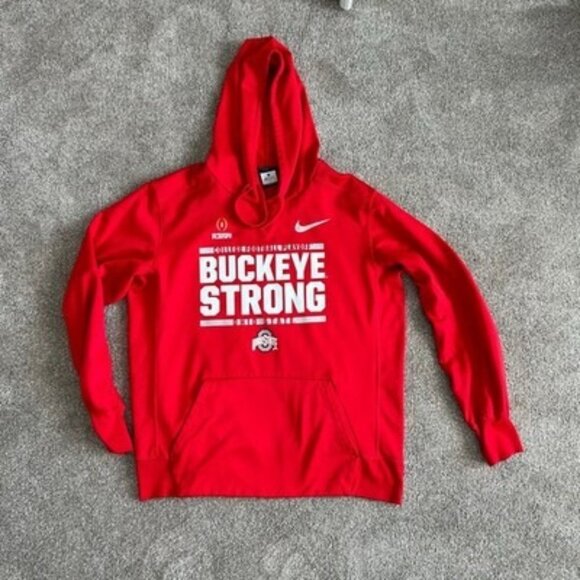 Nike Therma-Fit Buckeye Strong Ohio State Playoff Red Hoodie Size L - Picture 1 of 7